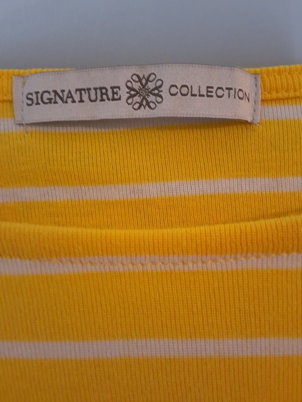 Signature Collection Yellow White Striped Button Shoulder Tunic Top Plus Size 2X - Picture 5 of 7